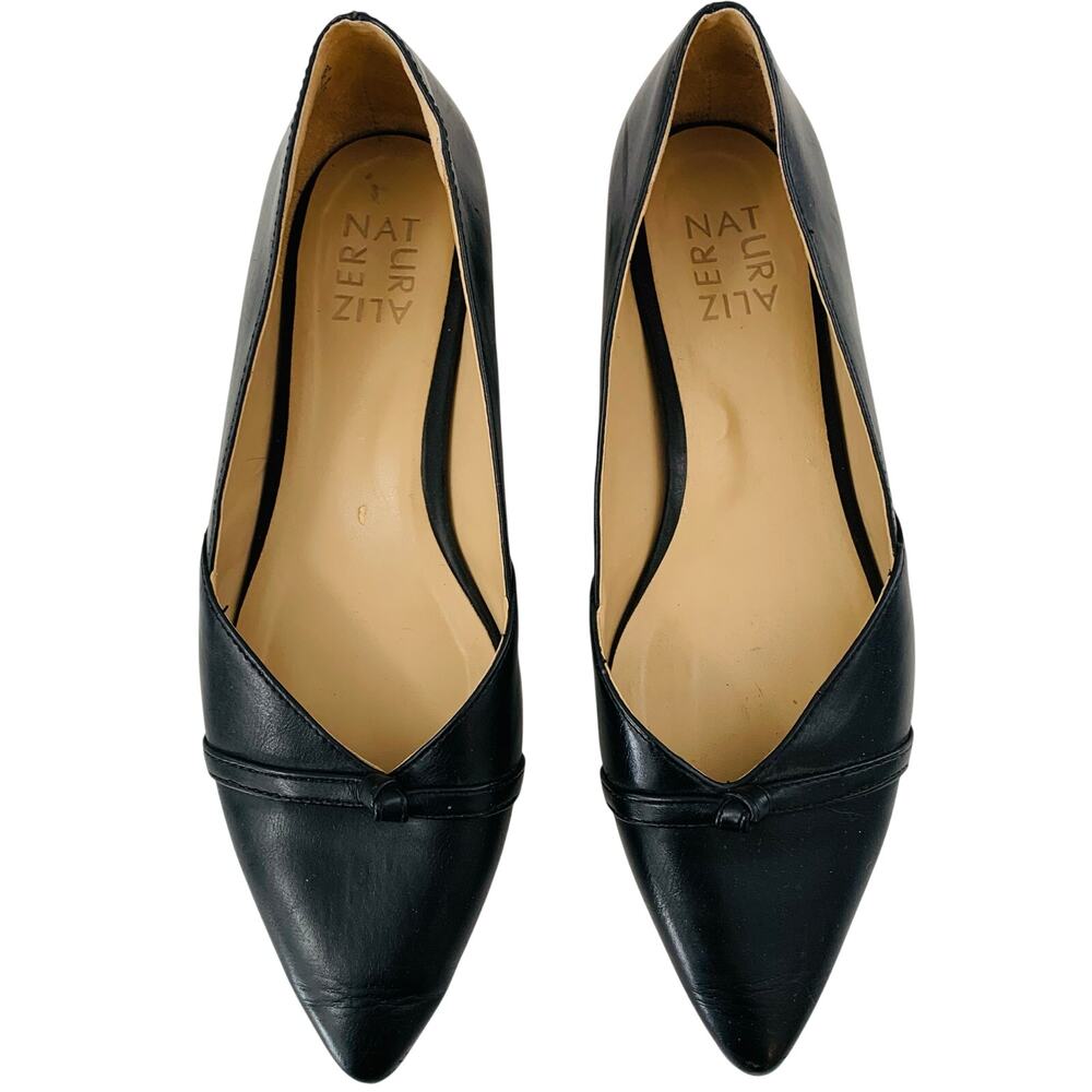Naturalizer Black Leather Pointed Toe Ballet Flats Women’s US 8 Comfort Shoes